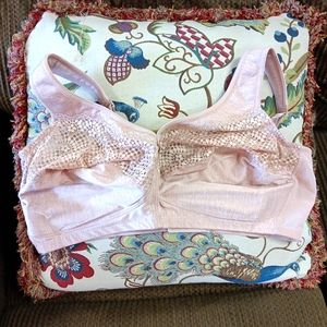 Glamorise Bra 42F Full Coverage Style 1064 NWOT BEIGE Lace